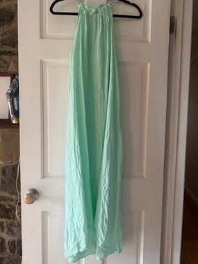 Light Mint Green Maxi 100% linen Dress - Women Dresses Maxi
